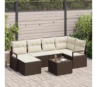 Vidaxl Ensemble De Canapés De Jardin De 6 Pièces Avec Coussins En Poly Rattan Gris, Vidaxl Canapé De Jardin De 2 Places Avec Coussins En Poly Rattan Marron