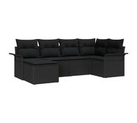 Vidaxl Ensemble De Canapés De Jardin De 6 Pièces Avec Coussins Noir Rattan Poly Noir