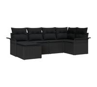 Vidaxl Ensemble De Canapés De Jardin De 6 Pièces Avec Coussins Noir Rattan Poly Noir