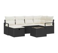 vidaXL Ensemble de Canapés de Jardin de 7 Pièces avec Coussins en Poly Rattan Noir