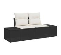 Vidaxl Ensemble De Canapés De Jardin De 7 Pièces Avec Coussins Noir Poly Rottin Acacia Noir