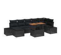 Vidaxl Ensemble De Canapés De Jardin De 8 Pièces Avec Coussins Noir En Poly Rattan Noir