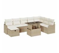 vidaXL Ensemble de Canapés de Jardin de 9 Pièces avec Coussins Beige en Rattan Poly