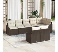 Vidaxl Ensemble De Canapés De Jardin Ensemble 8 Pièces Crème, Marron Marron