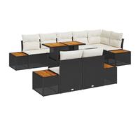 vidaXL Ensemble de Canapés de Jardin Modulaire 9 Pièces avec Coussins en Rattan Noir et Blanc pour Patio Balcon. Un Coin Confortable et Élégant pour jusqu'à 8 Personnes pour Chiller sur la Terrasse
