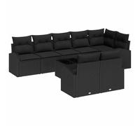 vidaXL Ensemble de canapés de jardin modulaires de 9 pièces avec des coussins en rotin noir, idéal pour le balcon, la terrasse ou un coin salon. Ce mobilier d'extérieur est résistant aux intempéries e