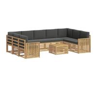vidaXL Ensemble de canapés d'extérieur 10 pcs Blanc et Anthracite, Mobilier de Jardin, canapé Moderne pour l'extérieur, Ensemble sectionnel, Design Confortable et résistant