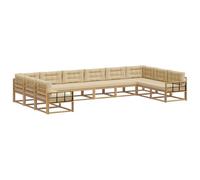 vidaXL Ensemble de canapés d'extérieur 10 pcs Blanc et Beige, Canapé de Jardin Moderne, Ensemble Lounge résistant, sectionnel élégant, sièges Patio et mobilier Piscine