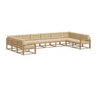 vidaXL Ensemble de canapés d'extérieur 10 pcs Blanc et Beige, Canapé de Jardin Moderne, Ensemble Lounge résistant, sectionnel élégant, sièges Patio et mobilier Piscine