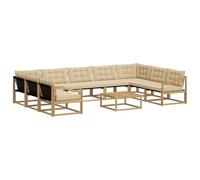 vidaXL Ensemble de canapés d'extérieur 10 pcs Blanc et Beige, Canapé d'extérieur, Meuble sectionnel Moderne pour Jardin, siège résistant pour Un Coin détente