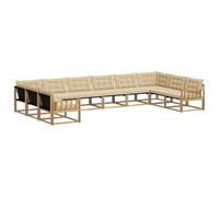 vidaXL Ensemble de canapés d'extérieur 10 pcs Blanc et Beige, Ensemble mobilier de Jardin, canapé extérieur Moderne, Design Ergonomique, sièges Confortables, Style Patio