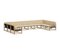 vidaXL Ensemble de canapés d'extérieur 10 pcs Blanc et Beige, Ensemble mobilier de Jardin, canapé extérieur Moderne, Design Ergonomique, sièges Confortables, Style Patio