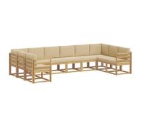 vidaXL Ensemble de canapés d'extérieur 10 pcs Blanc et Beige, Sofa de Jardin, Ensemble Moderne, mobilier résistant aux intempéries, pour s'installer au Patio
