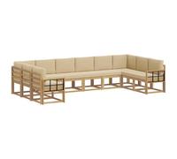 vidaXL Ensemble de canapés d'extérieur 10 pcs Blanc et Beige, Sofa de Jardin, Ensemble Moderne, mobilier résistant aux intempéries, pour s'installer au Patio