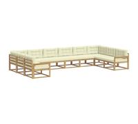 vidaXL Ensemble de canapés d'extérieur 10 pcs Blanc et crème, Canapé de Jardin Moderne, Ensemble Lounge résistant, sectionnel élégant, sièges Patio et mobilier Piscine