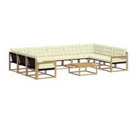 vidaXL Ensemble de canapés d'extérieur 10 pcs Blanc et crème, Canapé d'extérieur, Meuble sectionnel Moderne pour Jardin, siège résistant pour Un Coin détente
