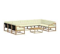 vidaXL Ensemble de canapés d'extérieur 10 pcs Blanc et crème, Canapé d'extérieur, Meuble sectionnel Moderne pour Jardin, siège résistant pour Un Coin détente