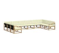 vidaXL Ensemble de canapés d'extérieur 10 pcs Blanc et crème, Ensemble mobilier de Jardin, canapé extérieur Moderne, Design Ergonomique, sièges Confortables, Style Patio