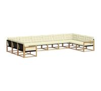 vidaXL Ensemble de canapés d'extérieur 10 pcs Blanc et crème, Ensemble mobilier de Jardin, canapé extérieur Moderne, Design Ergonomique, sièges Confortables, Style Patio