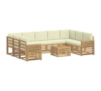 vidaXL Ensemble de canapés d'extérieur 10 pcs Blanc et crème, Mobilier de Jardin, canapé Moderne pour l'extérieur, Ensemble sectionnel, Design Confortable et résistant