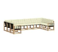 vidaXL Ensemble de canapés d'extérieur 10 pcs Blanc et crème, Mobilier de Jardin, canapé Moderne, sectionnel pour terrasse, Ensemble résistant pour détendre en extérieur