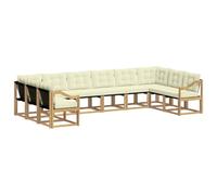 vidaXL Ensemble de canapés d'extérieur 10 pcs Blanc et crème, Mobilier de Jardin, canapé Moderne, sectionnel pour terrasse, Ensemble résistant pour détendre en extérieur