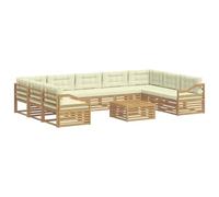 vidaXL Ensemble de canapés d'extérieur 10 pcs Blanc et crème Polyester, Ensemble extérieur, canapé de Jardin Moderne, Lounge sectionnel, terrasse, Patio