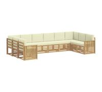 vidaXL Ensemble de canapés d'extérieur 10 pcs Blanc et crème, Set de Salon de Jardin, canapé d'extérieur Moderne, sièges Confortables, mobilier Durable pour terrasse