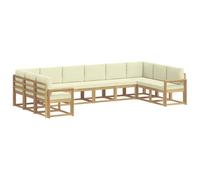 vidaXL Ensemble de canapés d'extérieur 10 pcs Blanc et crème, Sofa de Jardin, Ensemble Moderne, mobilier résistant aux intempéries, pour s'installer au Patio