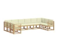 vidaXL Ensemble de canapés d'extérieur 10 pcs Blanc et crème, Sofa de Jardin, Ensemble Moderne, mobilier résistant aux intempéries, pour s'installer au Patio