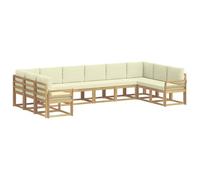 vidaXL Ensemble de canapés d'extérieur 10 pcs Blanc et crème, Sofa de Jardin, Ensemble Moderne, mobilier résistant aux intempéries, pour s'installer au Patio