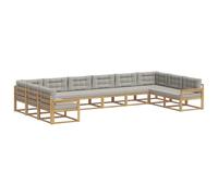 vidaXL Ensemble de canapés d'extérieur 10 pcs Blanc et Gris Clair, Canapé de Jardin Moderne, Ensemble Lounge résistant, sectionnel élégant, sièges Patio et mobilier Piscine