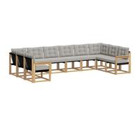 vidaXL Ensemble de canapés d'extérieur 10 pcs Blanc et Gris Clair, Mobilier de Jardin, canapé Moderne, sectionnel pour terrasse, Ensemble résistant pour détendre en extérieur