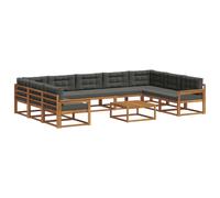 vidaXL Ensemble de canapés d'extérieur 10 pcs Naturel et Anthracite, Séances en plein air, Ensemble de canapés d'extérieur moderne et résistant, Salon de jardin, Canapé pour le patio, Canapé au bord d
