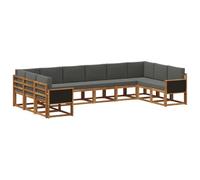 vidaXL Ensemble de canapés d'extérieur 10 pcs Naturel et Anthracite, Sofa de Jardin, Ensemble Moderne, mobilier résistant aux intempéries, pour s'installer au Patio