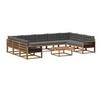 vidaXL Ensemble de canapés d'extérieur 10 pcs Naturel et Anthracite, Ensemble de canapés d'extérieur, mobilier de Jardin Moderne, canapé en Acacia, Coin détente, Installation terrasse