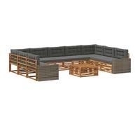 vidaXL Ensemble de canapés d'extérieur 10 pcs Naturel et Anthracite, Ensemble extérieur, canapé de Jardin Moderne, Lounge sectionnel, terrasse, Patio