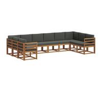 vidaXL Ensemble de canapés d'extérieur 10 pcs Naturel et Anthracite, Fauteuil de Jardin, Ensemble de canapés sectionnels Modernes, Meuble de Patio Durable, Sièges Flexibles pour arrière-Cour