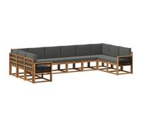 vidaXL Ensemble de canapés d'extérieur 10 pcs Naturel et Anthracite, Sofa de Jardin, Ensemble Moderne, mobilier résistant aux intempéries, pour s'installer au Patio