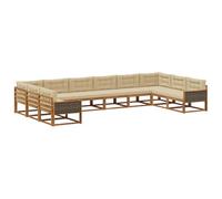 vidaXL Ensemble de canapés d'extérieur 10 pcs Naturel et Beige, Canapé de Jardin Moderne, Ensemble Lounge résistant, sectionnel élégant, sièges Patio et mobilier Piscine