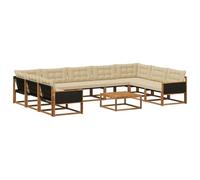 vidaXL Ensemble de canapés d'extérieur 10 pcs Naturel et Beige, Canapé d'extérieur, Meuble sectionnel Moderne pour Jardin, siège résistant pour Un Coin détente