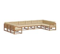 vidaXL Ensemble de canapés d'extérieur 10 pcs Naturel et Beige, Ensemble de Salon de Jardin Moderne, canapé d'extérieur Durable, mobilier sectionnel stylé, sièges de Patio pour se Relaxer, Confort au