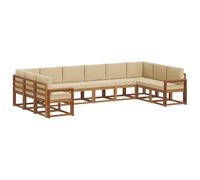 vidaXL Ensemble de Canapés avec coussin 10 pcs Naturel et Beige