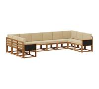 vidaXL Ensemble de canapés d'extérieur 10 pcs Naturel et Beige, Sofa de Jardin, Ensemble Moderne, mobilier résistant aux intempéries, pour s'installer au Patio