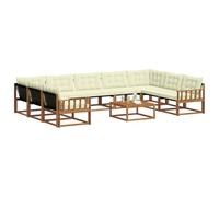 vidaXL Ensemble de canapés d'extérieur 10 pcs Naturel et Crème, Canapé d'extérieur, Meuble sectionnel Moderne pour Jardin, siège résistant pour Un Coin détente