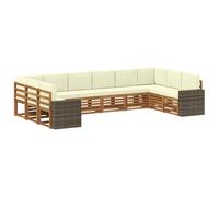 vidaXL Ensemble de canapés d'extérieur 10 pcs Naturel et Crème, Canapé sectionnel Moderne pour Jardin, Salon extérieur résistant, mobilier de Patio pour se détendre