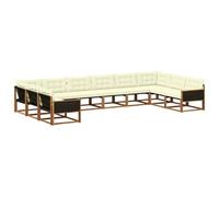 vidaXL Ensemble de canapés d'extérieur 10 pcs Naturel et Crème, Ensemble de Meubles de Jardin, canapé modulaire Moderne, Design Ergonomique, Coin terrasse Tendance