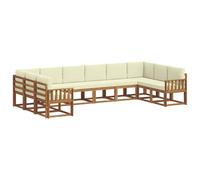 vidaXL Ensemble de canapés d'extérieur 10 pcs Naturel et Crème, Fauteuil de Jardin, Ensemble de canapés sectionnels Modernes, Meuble de Patio Durable, Sièges Flexibles pour arrière-Cour
