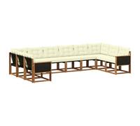 vidaXL Ensemble de canapés d'extérieur 10 pcs Naturel et Crème, Mobilier de Jardin, canapé Moderne, sectionnel pour terrasse, Ensemble résistant pour détendre en extérieur