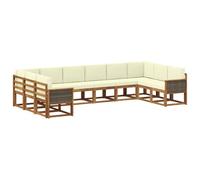 vidaXL Ensemble de canapés d'extérieur 10 pcs Naturel et Crème, Sofa de Jardin, Ensemble Moderne, mobilier résistant aux intempéries, pour s'installer au Patio